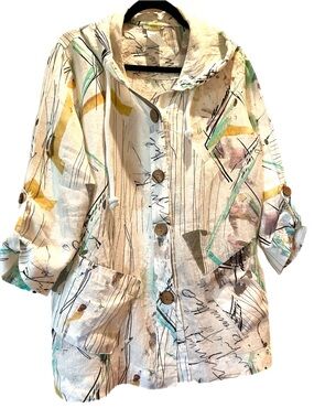 Dolcezza Linen Hooded Jacket - Size L - like new!